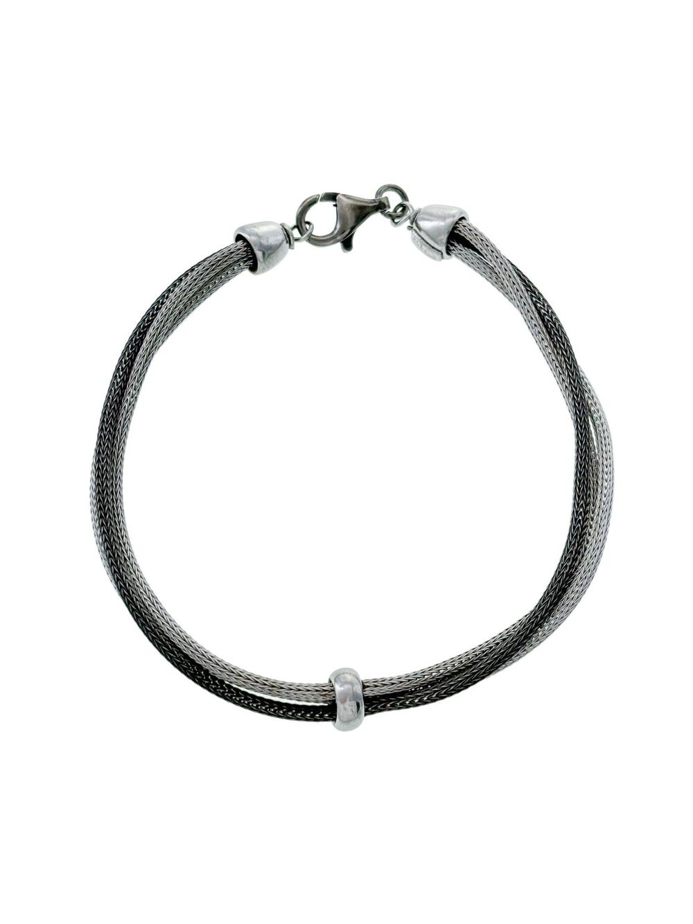 Vintage Sterling Silver 925 Multi Tone Three-Strand Mesh Bracelet 8"